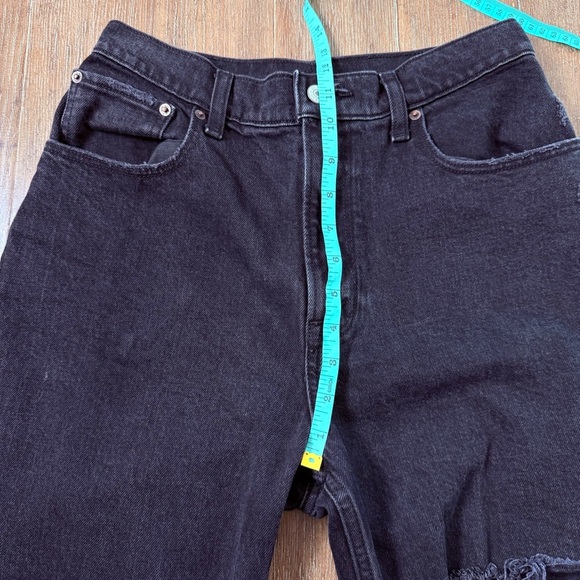 Abercrombie & Fitch Ultra High Rise Wide leg Jeans Black Torn Ripped Knee Baggy - Picture 5 of 13